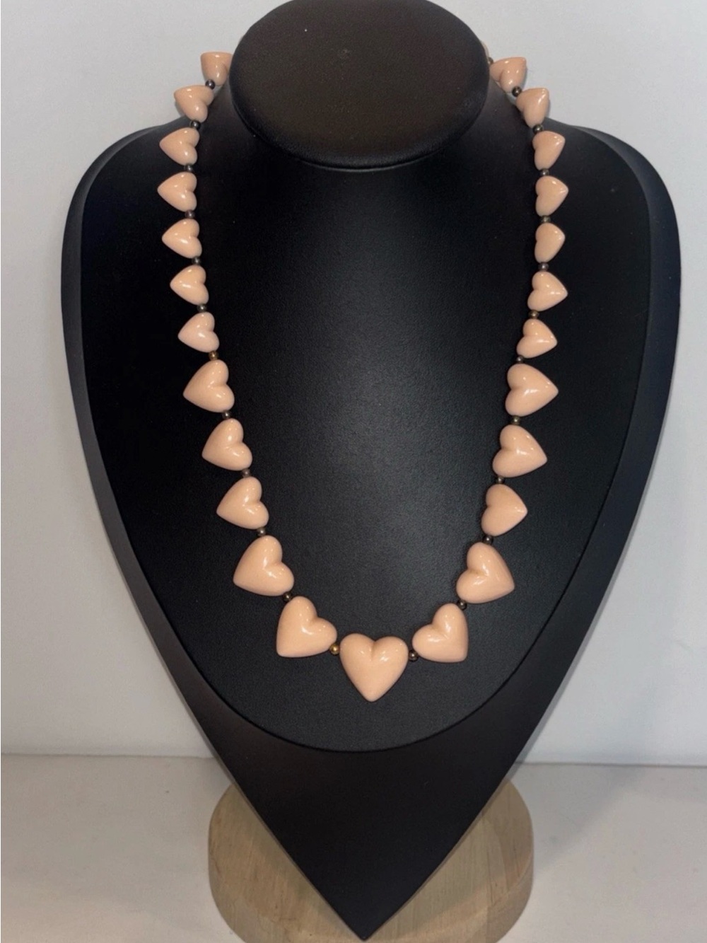 Y2K Pink/Peach Puffed Heart Necklace Retro Coquette Aesthetic Kawaii Acrylic